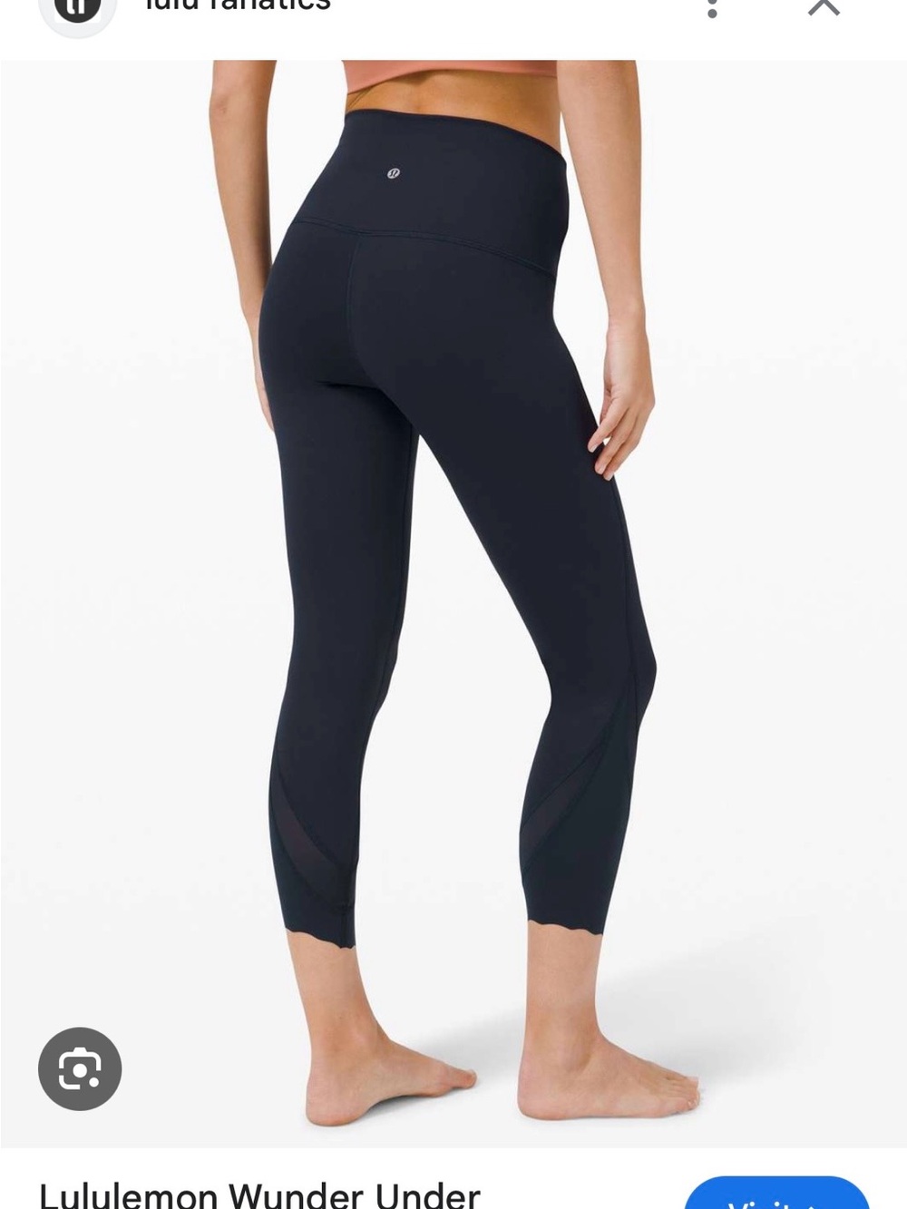 NWT lululemon athletica Black Scallop-Hem Wunder Under Cropped 23” Leggings